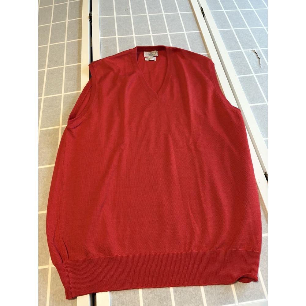 McCulley's‎ Sweater Vest Mens XL Red Merino Wool & Silk Scotland Grandpa Knit